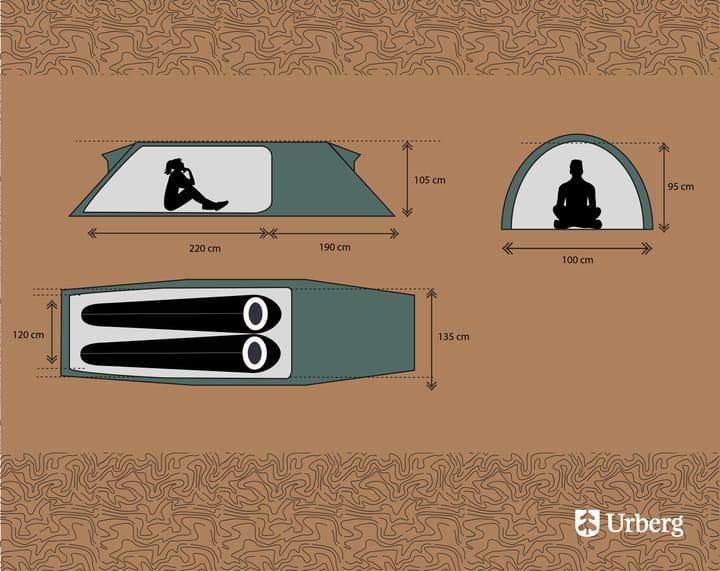 Urberg 2-Persons Trekking Tunnel Tent 2,0 Rio Red Urberg Urberg 2-Persons Trekking Tunnel Tent 2,0 Rio Red Urberg