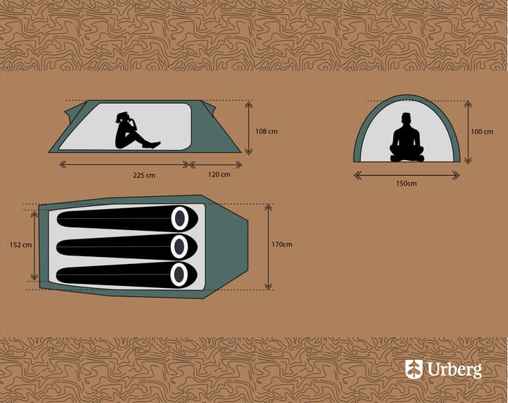 Urberg 3 P Tunnel Tent Kombu Green Urberg Urberg 3 P Tunnel Tent Kombu Green Urberg