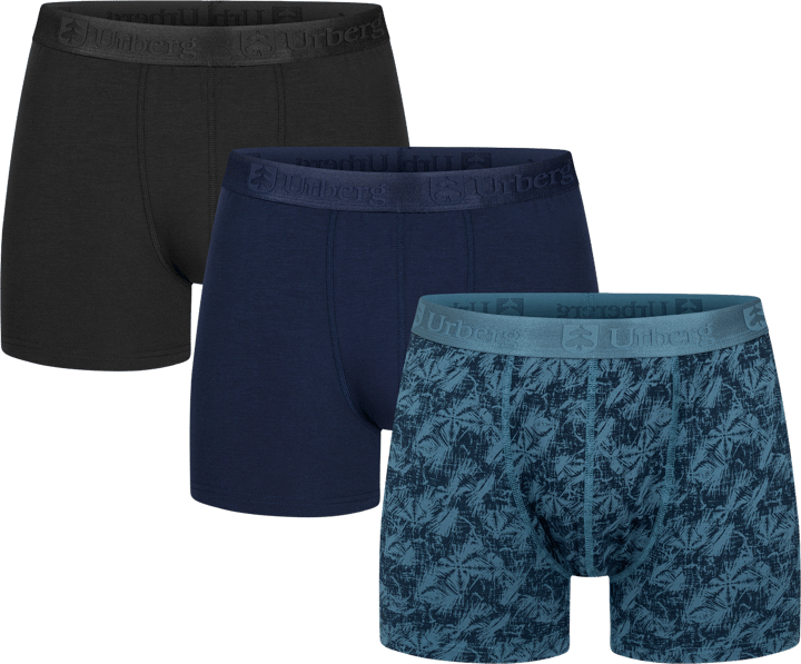 Urberg Men's Bamboo Printed Boxers 3-Pack Mallard Blue Print + Black Beauty + Dark Navy Urberg