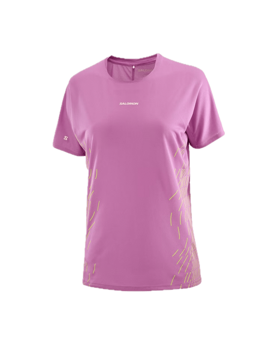 Salomon Women's Sense Aero Graphic Tee Iris Orchid/acid Lime/