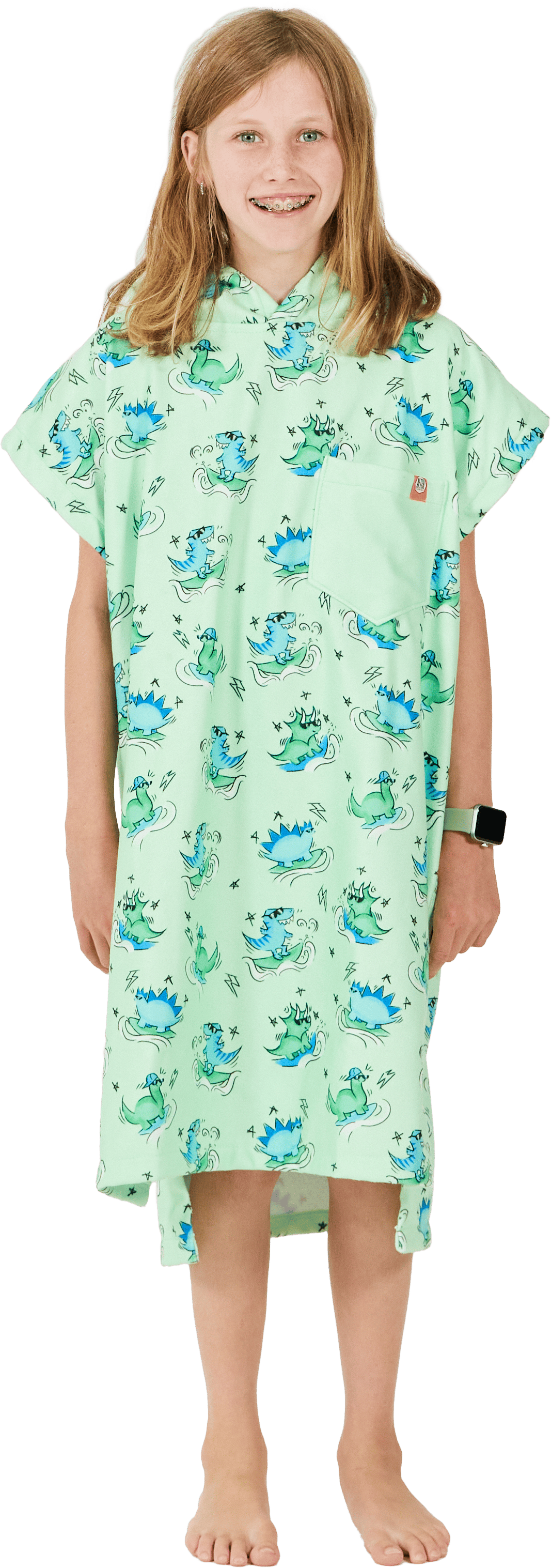 After Essentials Kids Poncho Dino Green