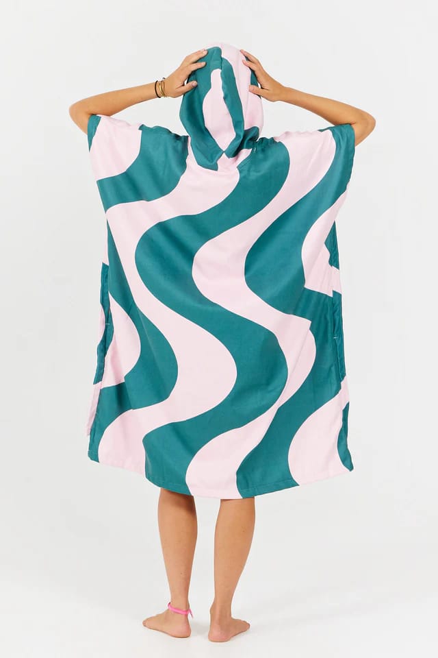 After Essentials Poncho Swim Club Ondulations Pink Green After Essentials