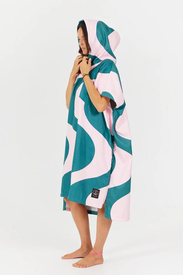 After Essentials Poncho Swim Club Ondulations Pink Green After Essentials