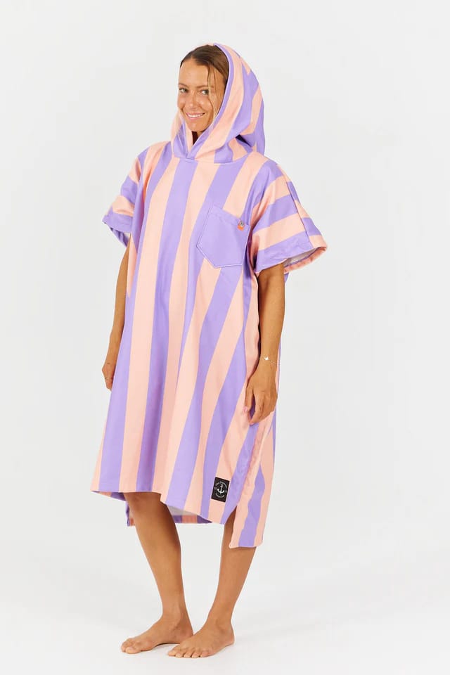After Essentials Poncho Swim Club Stripes Pink After Essentials