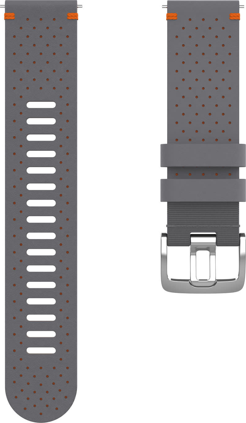 Perforated Leather Wristband 22 Mm Grey/Orange