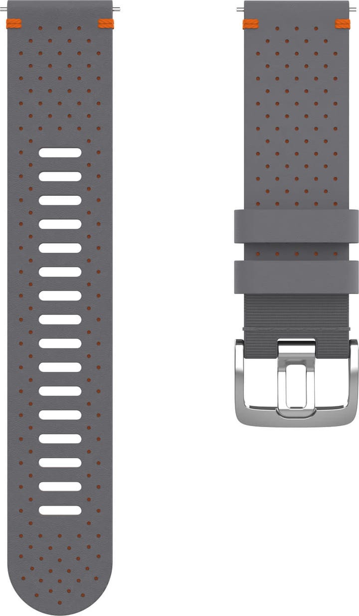 Perforated Leather Wristband 22 Mm Grey/Orange Polar