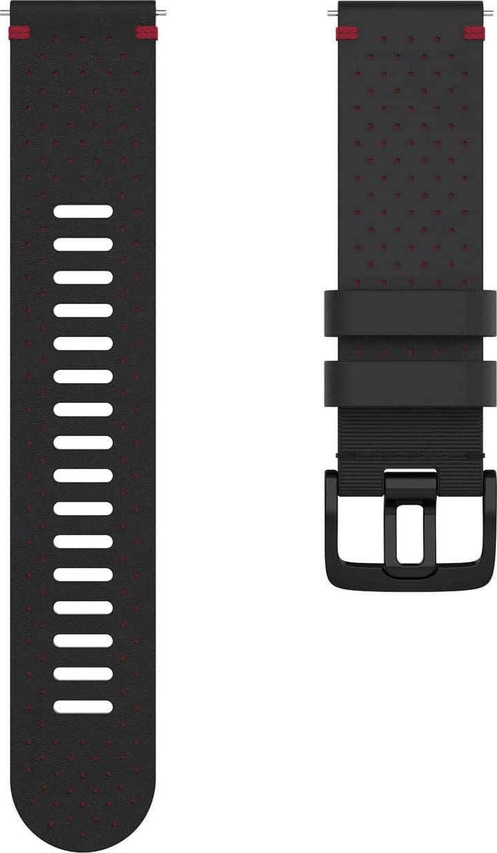 Perforated Leather Wristband 22 Mm Black/Red Polar