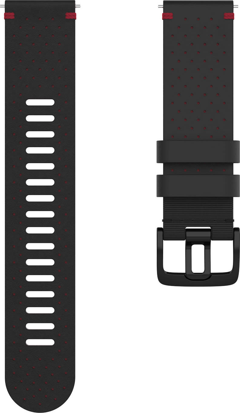 Perforated Leather Wristband 22 Mm Black/Red