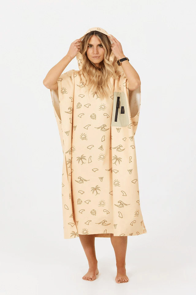 After Essentials Poncho Tech Pocket Fins Print After Essentials
