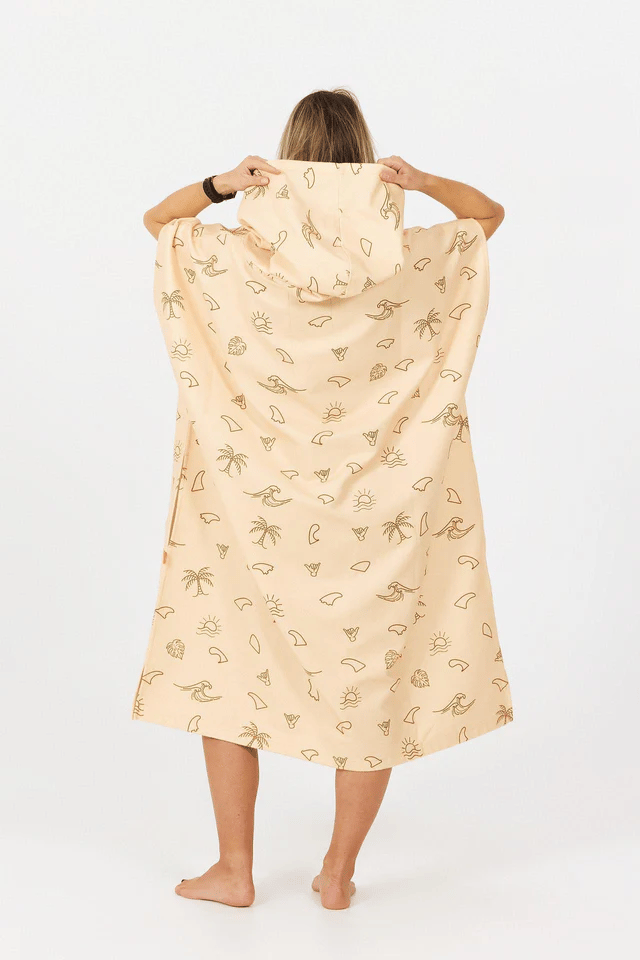 After Essentials Poncho Tech Pocket Fins Print After Essentials