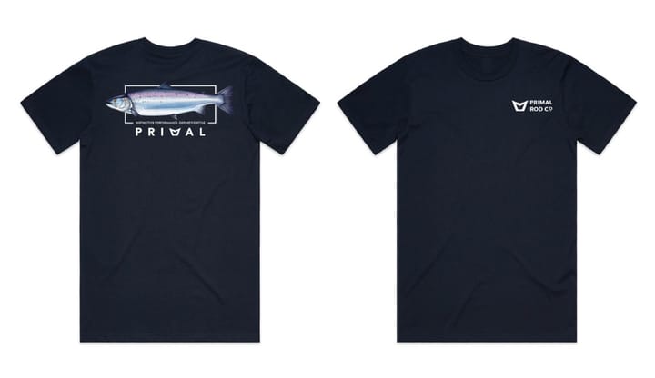 Primal Rod Co Artist Tee Salmon Navy Primal Rod Co