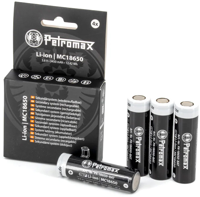 Petromax 18650 Battery 4-Pack Black  OneSize