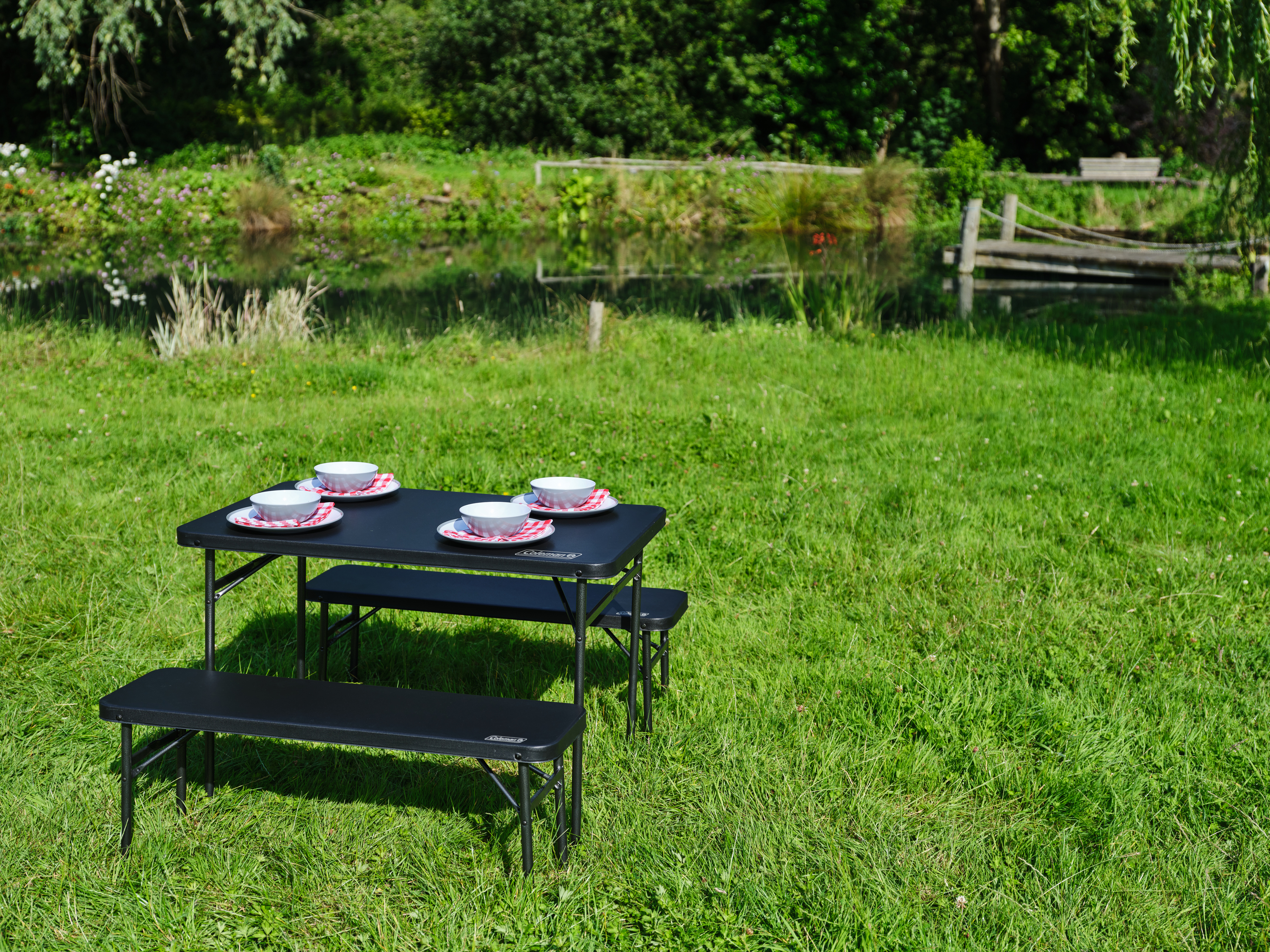 Coleman 4 P Packaway Table & Bench Set Black | Buy Coleman 4 P