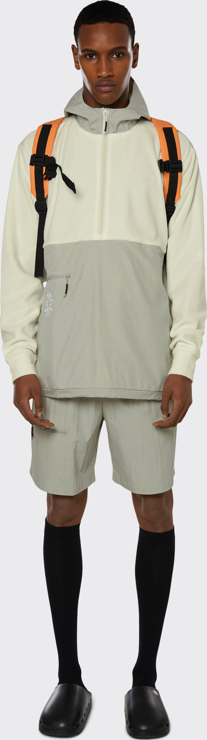 Rains Fleece Hoodie Fossil Rains Rains Fleece Hoodie Fossil Rains