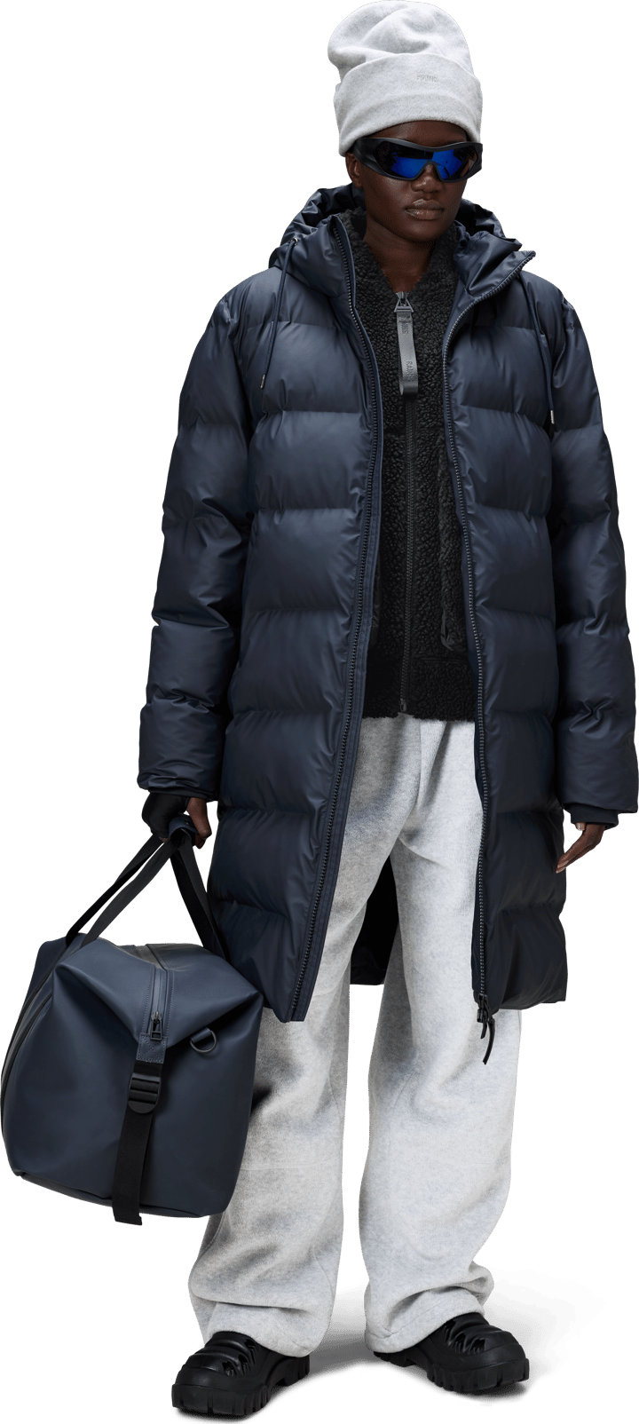 Rains Unisex Alta Long Puffer Jacket Navy Rains