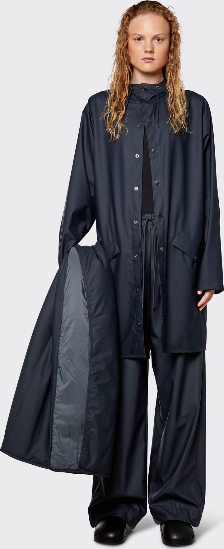 Rains Unisex Long Jacket Navy Rains