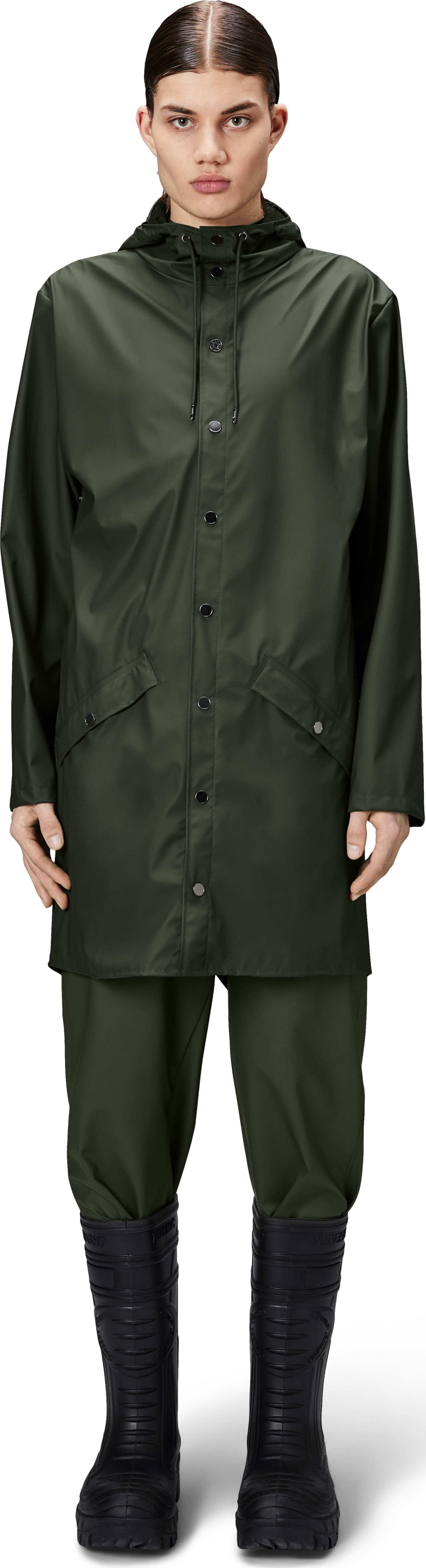 Rains Unisex Long Jacket Green