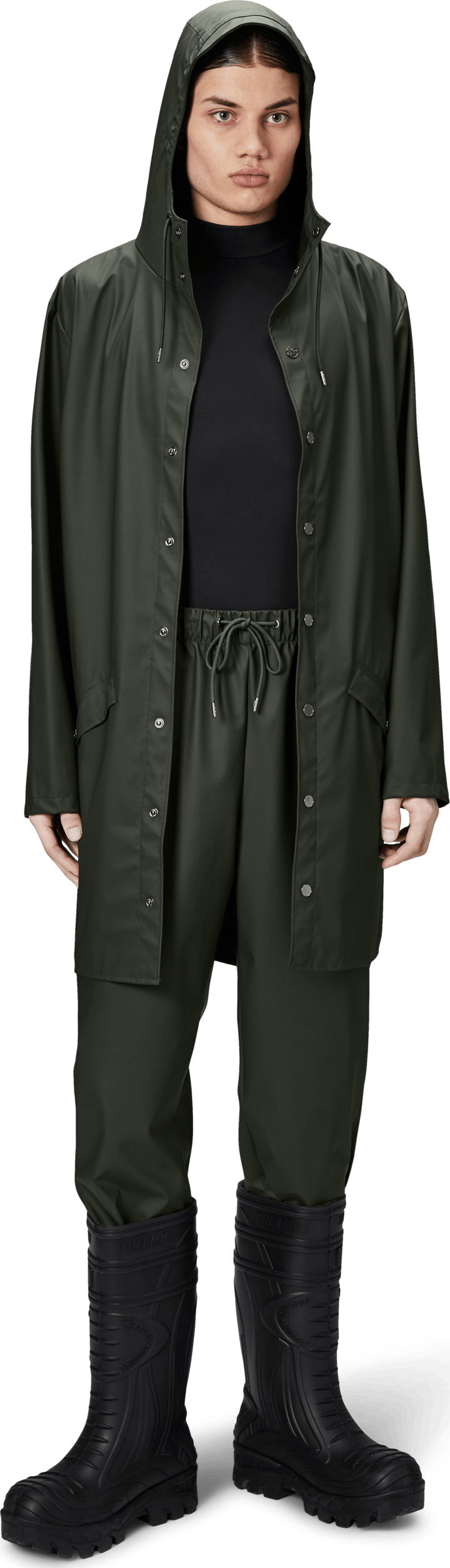 Rains Unisex Long Jacket Green Rains