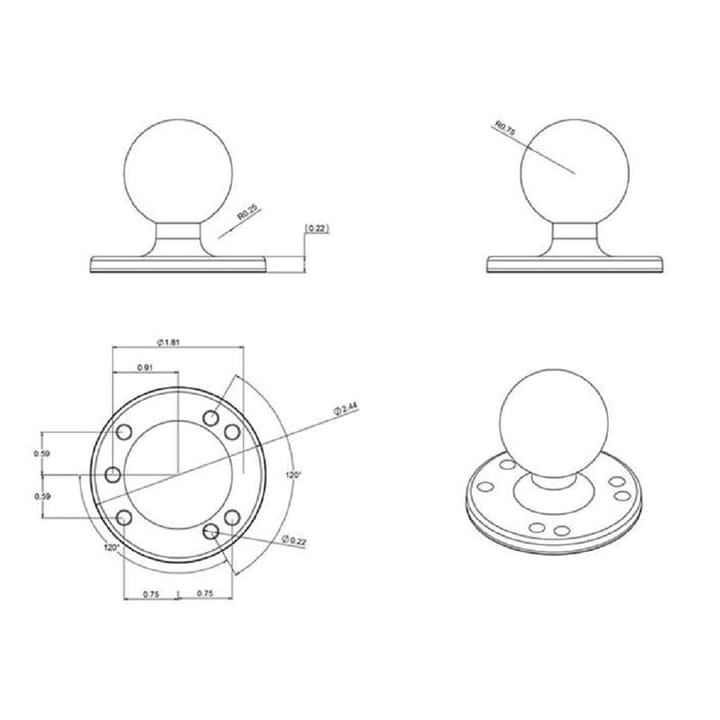 RAM Mounts Ram Round Plate With Ball - C Size Rund Kulebase Med Kule I Størrelse C RAM Mounts RAM Mounts Ram Round Plate With Ball - C Size Rund Kulebase Med Kule I Størrelse C RAM Mounts