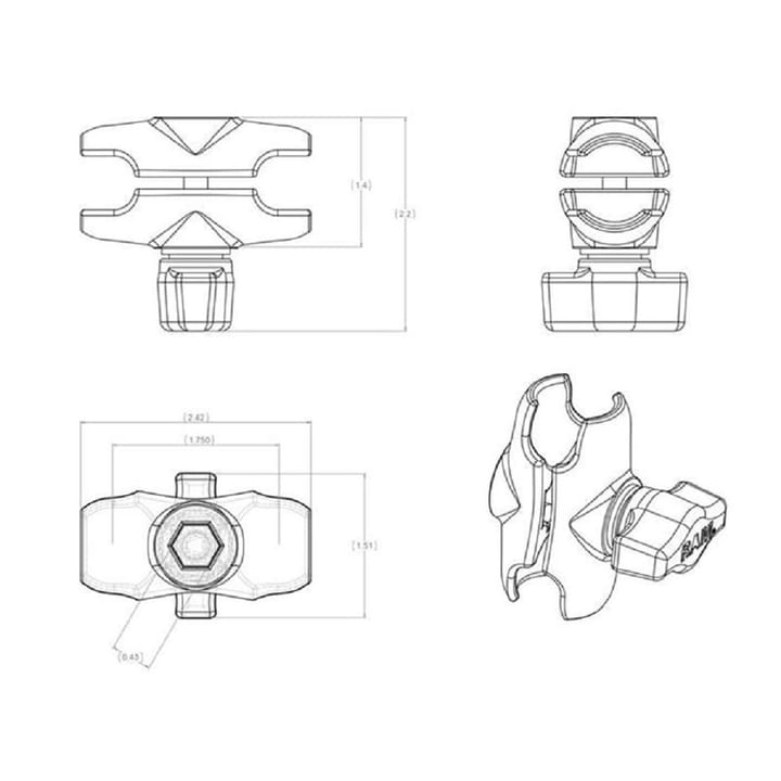 RAM Mounts Ram Double Socket Arm - B Size Short Kort Arm For Kulefester I Størrelse B RAM Mounts RAM Mounts Ram Double Socket Arm - B Size Short Kort Arm For Kulefester I Størrelse B RAM Mounts