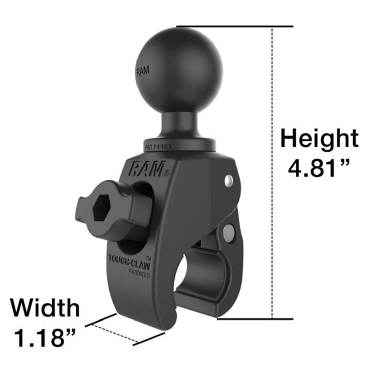 RAM Mounts Ram Tough-Claw Small Clamp Ball Base Ram Small Klypefeste Til Rør Med C-Kule RAM Mounts RAM Mounts Ram Tough-Claw Small Clamp Ball Base Ram Small Klypefeste Til Rør Med C-Kule RAM Mounts
