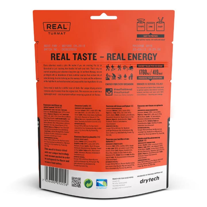 Real Turmat Couscous Med Linser Og Lime (Vegetar) 500g Real Turmat