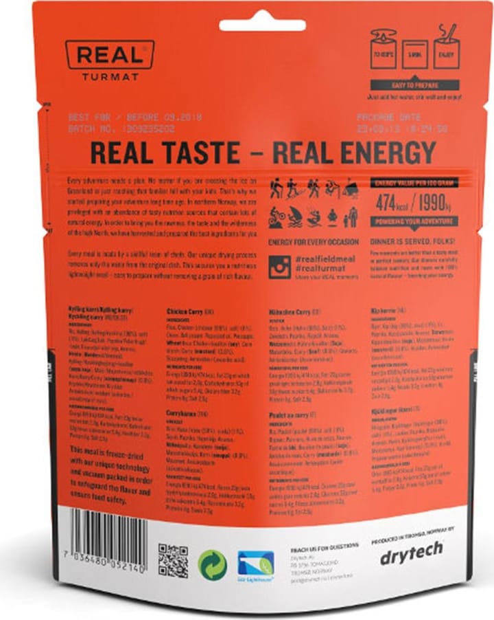 Real Turmat Kylling Karri 500g Real Turmat