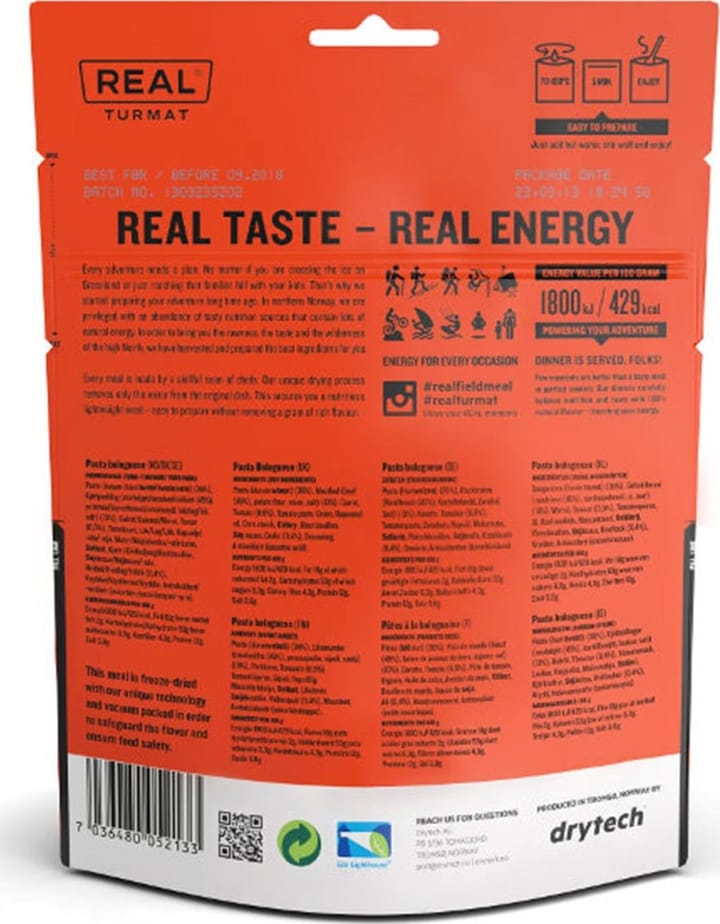 Real Turmat Pasta Bolognese 500g Real Turmat Real Turmat Pasta Bolognese 500g Real Turmat
