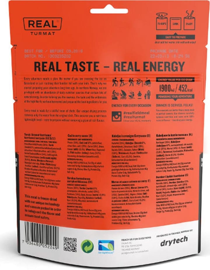 Real Turmat Torsk I Kremet Karrisaus 500g Real Turmat Real Turmat Torsk I Kremet Karrisaus 500g Real Turmat