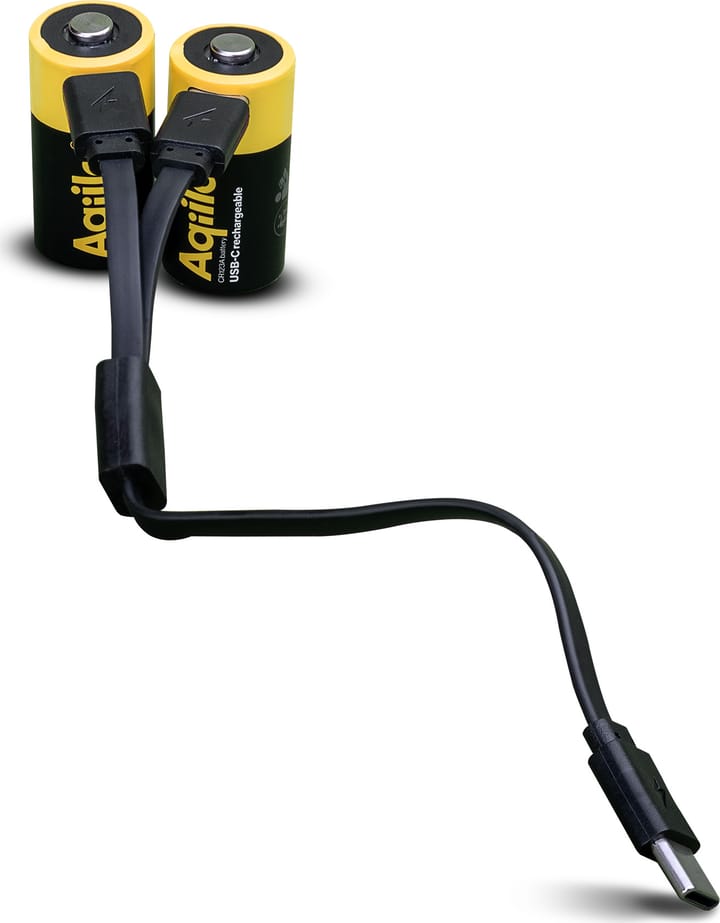 Aqiila USB-C Rechargeable CR123A Battery (3V / 750mAh) 2-pack Black Aqiila