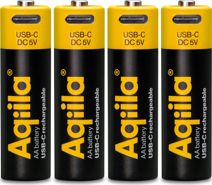 Aqiila USB-C Rechargeable AA Battery (1,5V / 2000mAh) 4-pack Black Aqiila