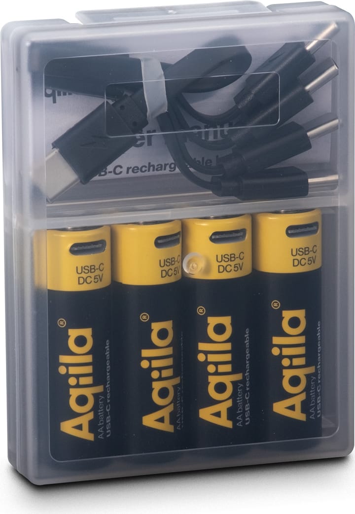 Aqiila USB-C Rechargeable AA Battery (1,5V / 2000mAh) 4-pack Black Aqiila