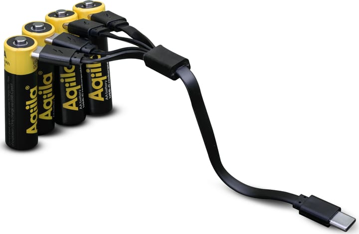 Aqiila USB-C Rechargeable AA Battery (1,5V / 2000mAh) 4-pack Black Aqiila