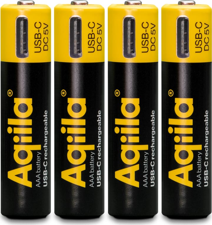 Aqiila USB-C Rechargeable AAA Battery (1,5 V / 600 mAh) 4-pack Black Aqiila