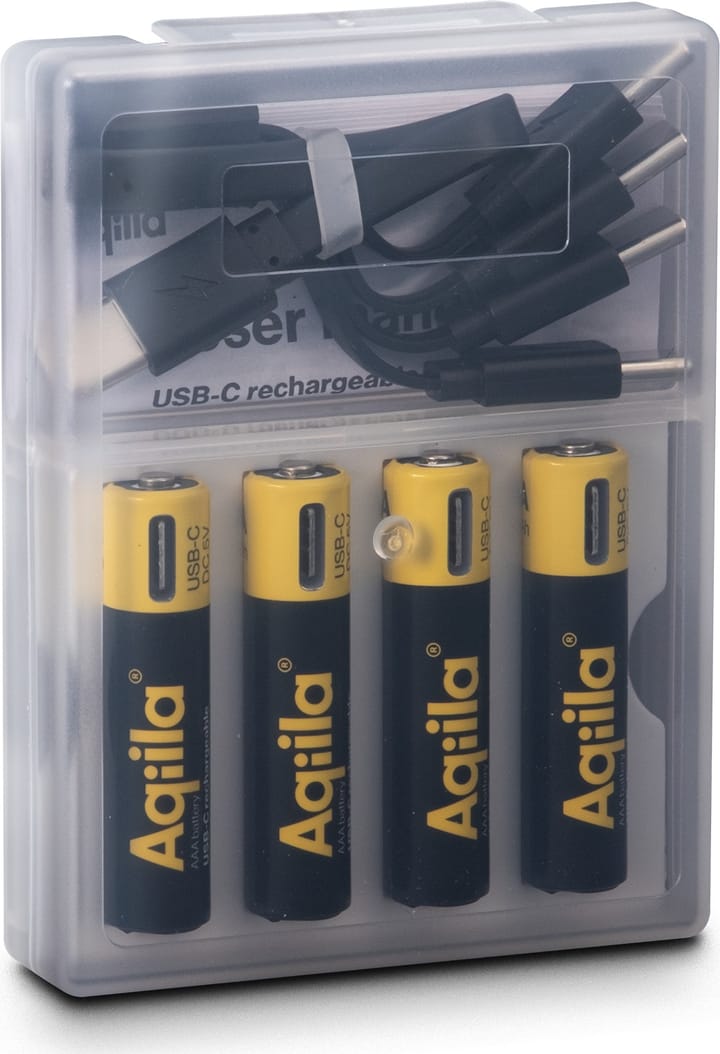 Aqiila USB-C Rechargeable AAA Battery (1,5 V / 600 mAh) 4-pack Black Aqiila