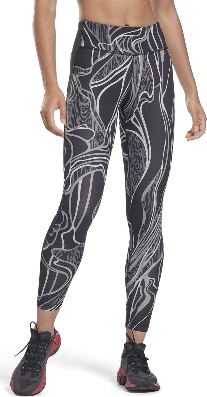 Reebok Women's Lux Perform Nature Grown Print Mid-Rise Leggings Black Reebok