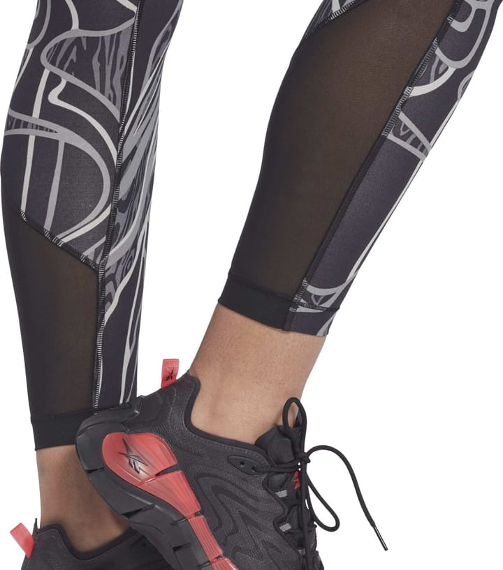 Reebok Women's Lux Perform Nature Grown Print Mid-Rise Leggings Black Reebok