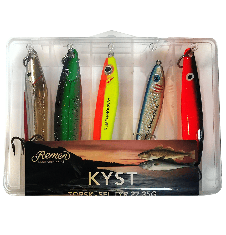 Remen Remen Kyst Torsk Sei Lyr 27-35g Slukboks Perfekt For Saltvannsfiske Kyst