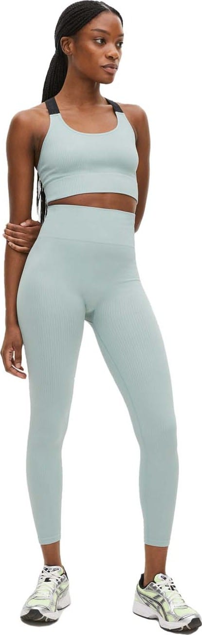 Women's Seamless Rib Tights Silver Blue Röhnisch