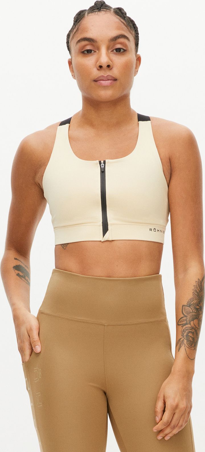 Zip Up Sportsbra Biscotti  Buy Zip Up Sportsbra Biscotti here