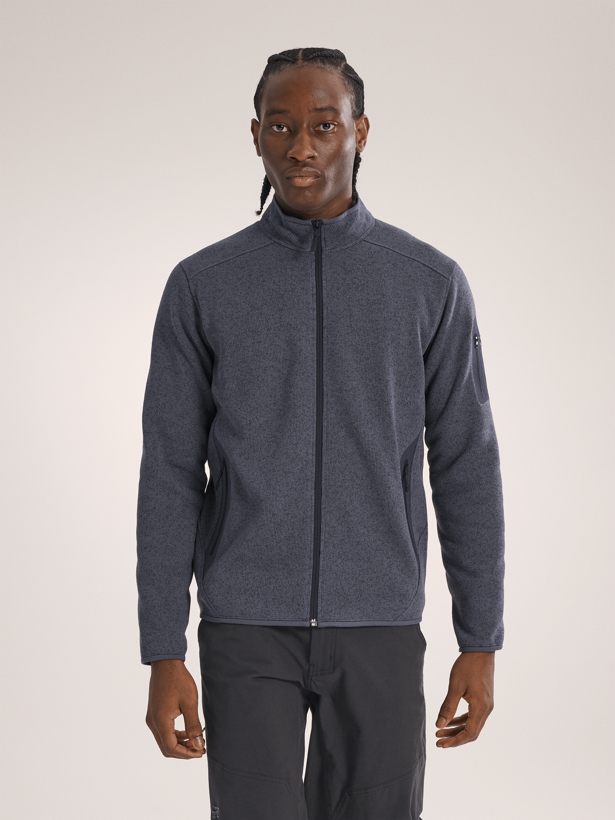 2024セオリー黒ボンバージャケットコンパクトクレープブルゾンニットカーディガン Arc'teryx Men's Covert Cardigan Dark Stratus Heather/Balck