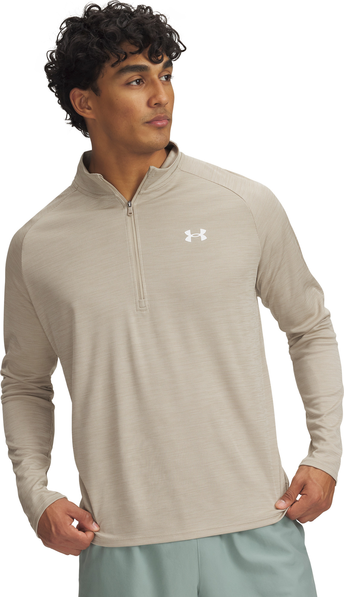 Under Armour Tech Textured 1/2 Zip City Khaki Langermede treningstrøyer MD