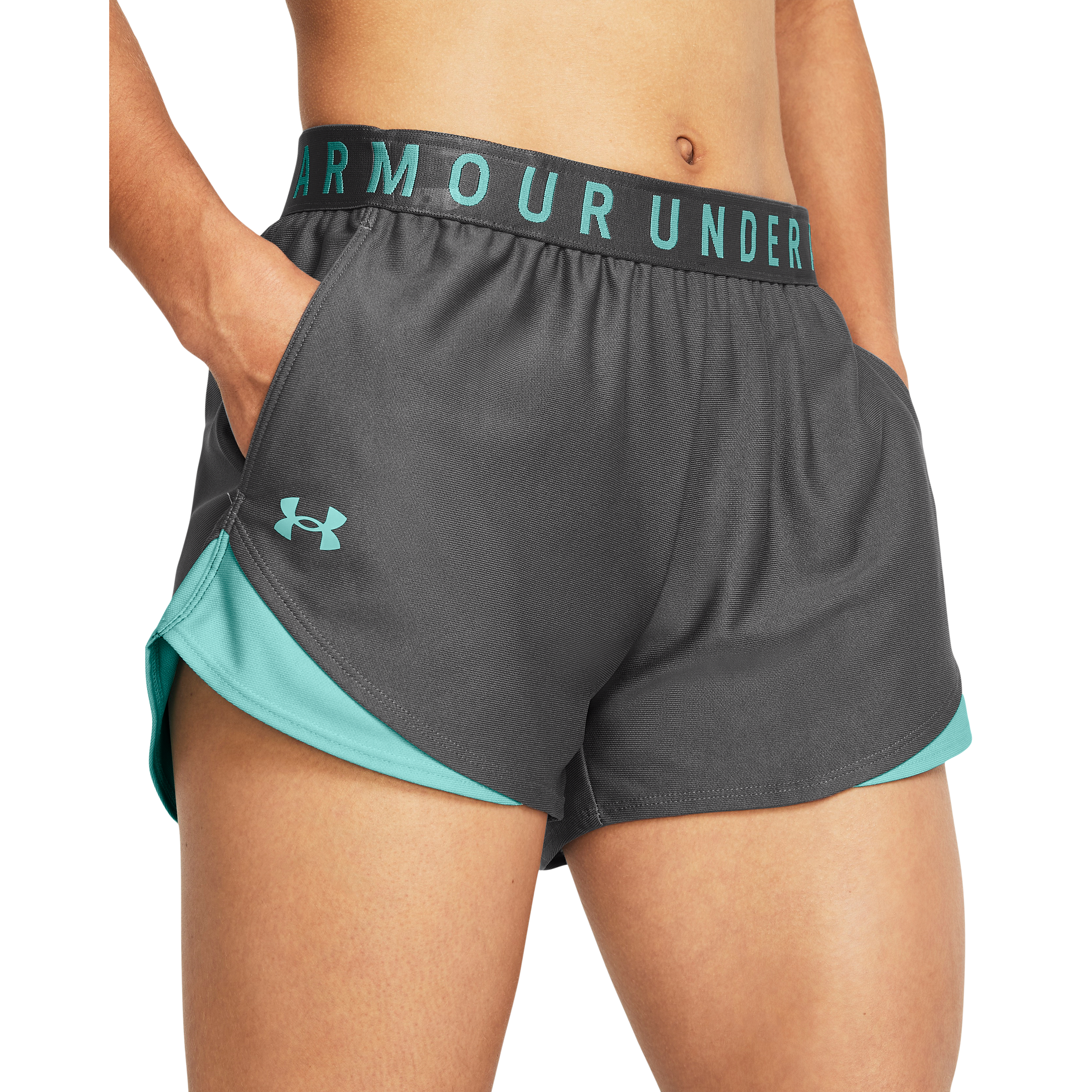 Under Armour Women’s Play Up Shorts 3.0 Castlerock/Radial Turquoise