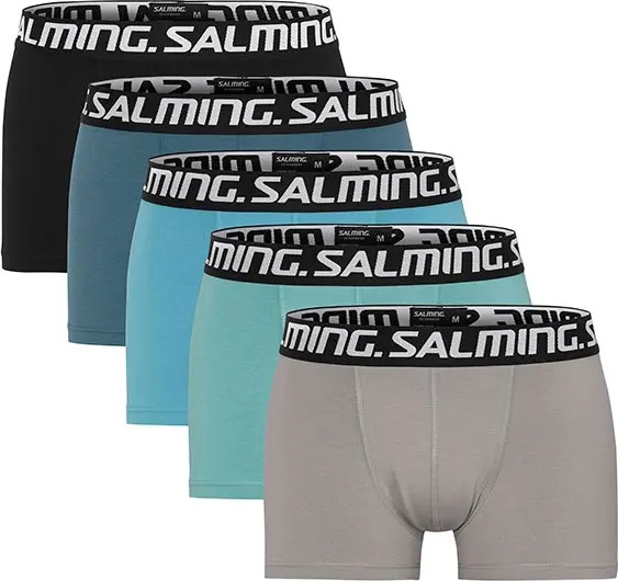 Salming Men's Joye 5-Pack Boxer Aqua/Zinc/Arctic Blue/Petrol/Black S, Aqua/Zinc/Arctic Blue/Petrol/Black