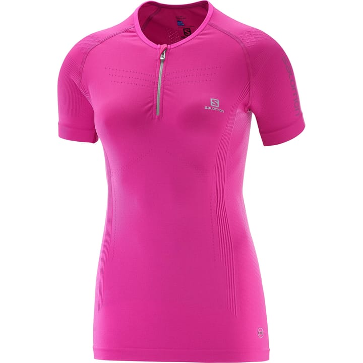 Salomon Women's Lightning Pro Short Sleeve Zip Tee Rose Violet Salomon