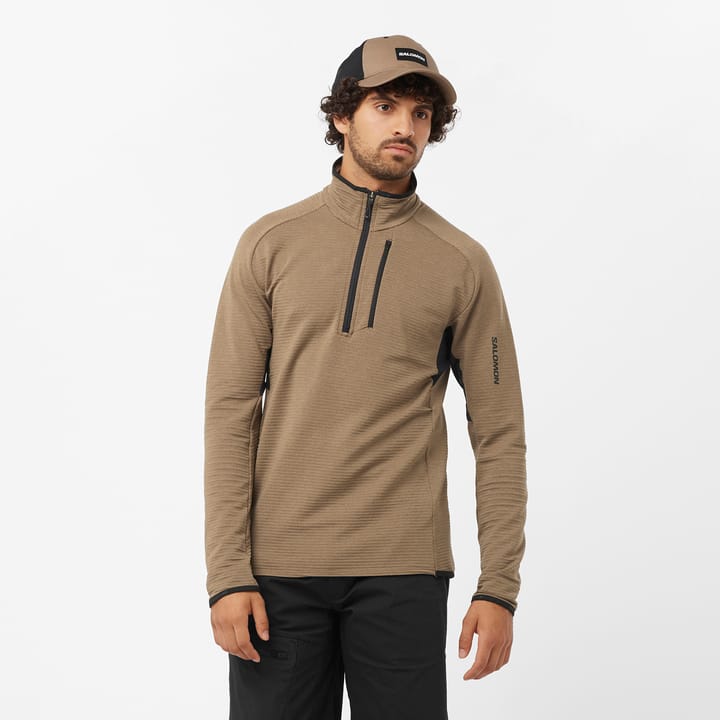 Salomon Men's Essential Lightwarm Mid Layer Shitake/Deep Black Salomon Salomon Men's Essential Lightwarm Mid Layer Shitake/Deep Black Salomon