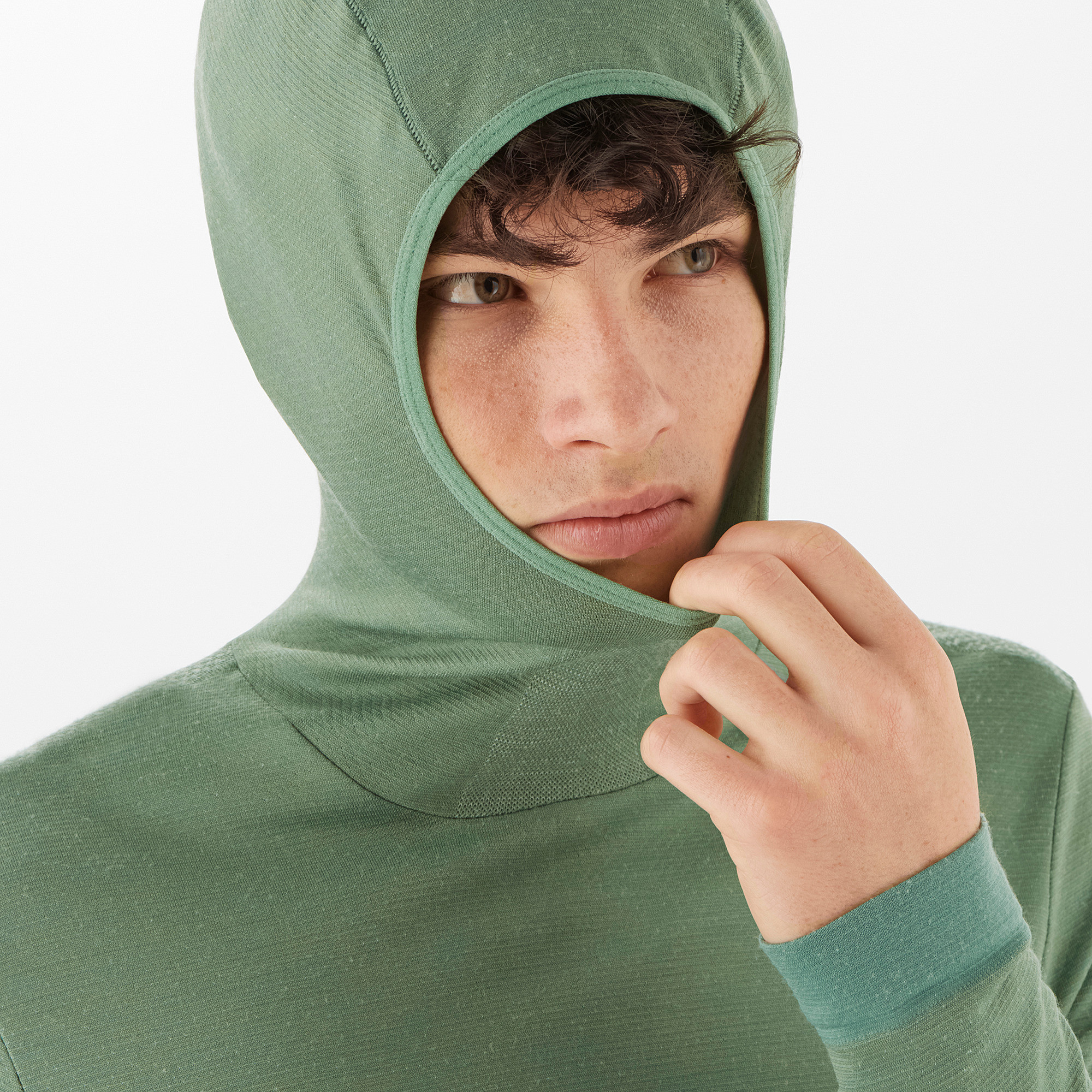 Salomon Men’s Essential Wool Hooded Green