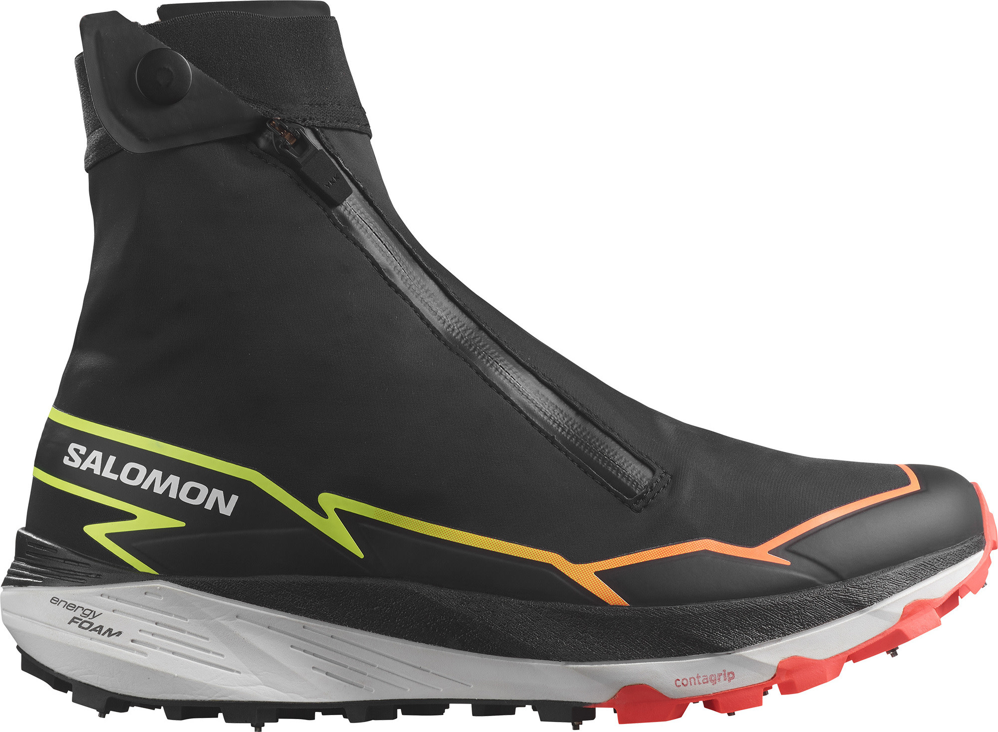 Salomon Unisex Winter Cross Spike Black/Fiery Coral/Safety Yellow