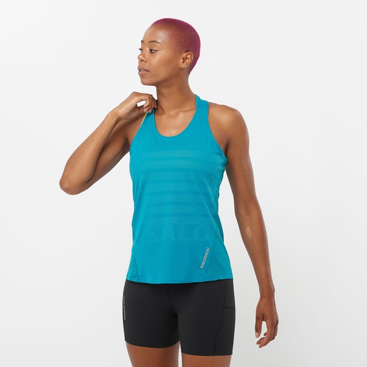 Salomon Women's Sense Aero Graphic Tank Top Tahitian Tide Salomon