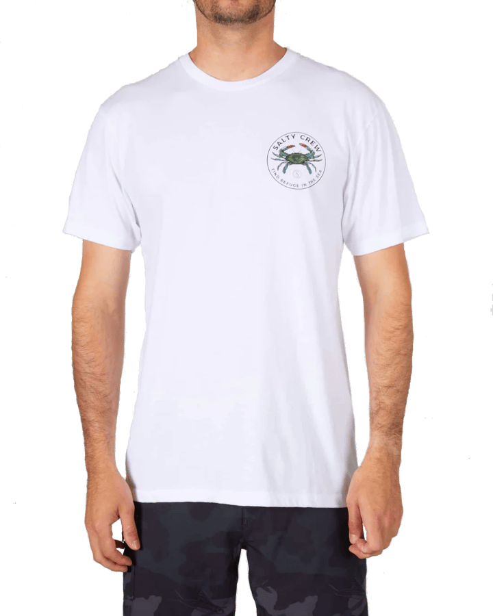 Salty Crew Men's Blue Crabber Short-Sleeve Premium Tee White Salty Crew